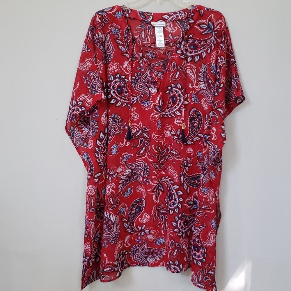 Tommy Bahama Red Paisley Swim Coverup